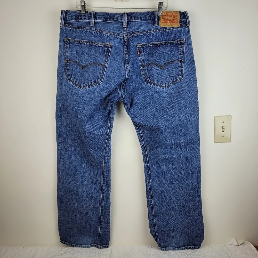 Levis Men's Original Button Fly Front 501 Vintage Blue Jeans 100% Cotton 40 X 30 - Picture 3 of 10